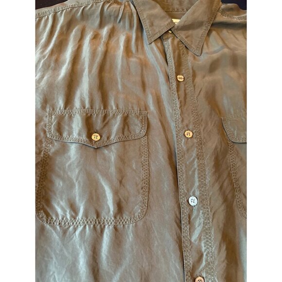 Vintage 80s Far Yifa Clothing Co. Ltd 100% Silk Button-Up Short Sleeve Pockets - Picture 3 of 5